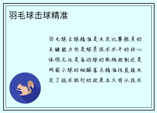 羽毛球击球精准
